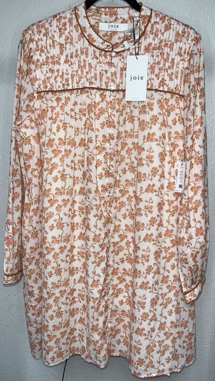 Joie Challensia Pin Tuck Minidress Fit & Flare Women Sz XL BOHO Floral
